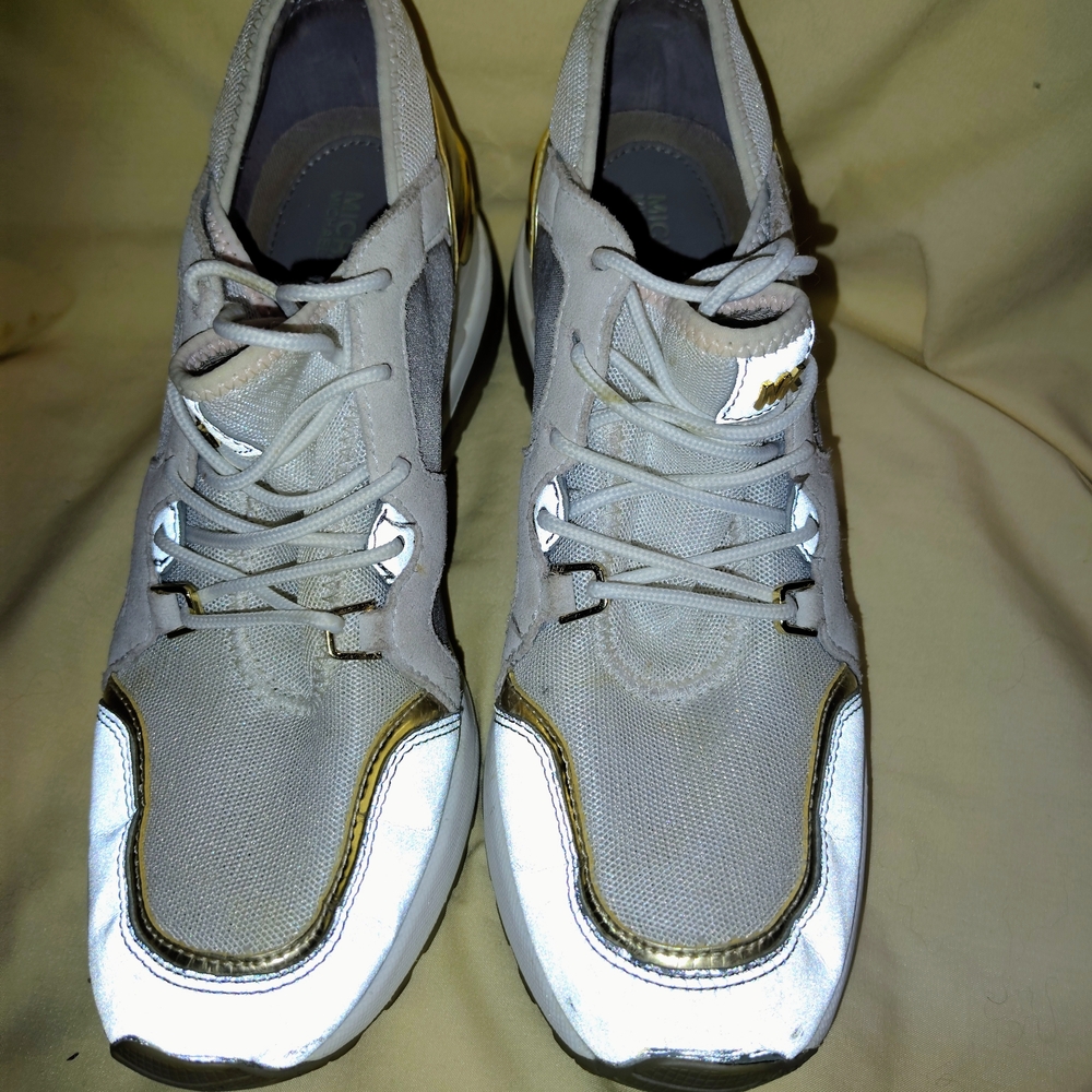 Michael Kors Gold and Silver Athletic Shoes with Modern Design